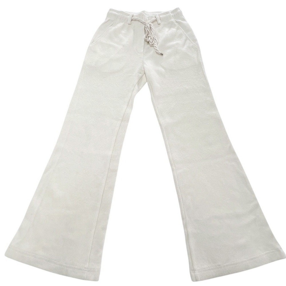 Twenty Montreal Pants Womens XS Cream‎ Knit Flare QC6P-002 Wide Leg Drawstring